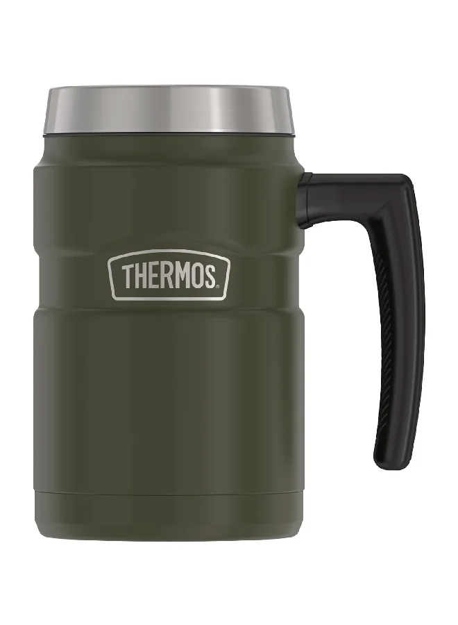 THERMOS Leak Proof Vacuum Insulated Stainless Steel Coffee Mug Army Green And Silver 16 Oz Sk1600Ag4