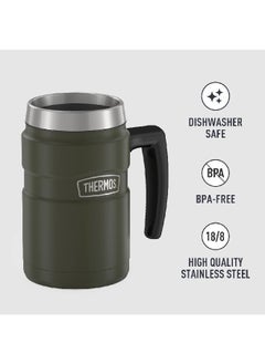 THERMOS Leak Proof Vacuum Insulated Stainless Steel Coffee Mug Army Green And Silver 16 Oz Sk1600Ag4  - Image 3