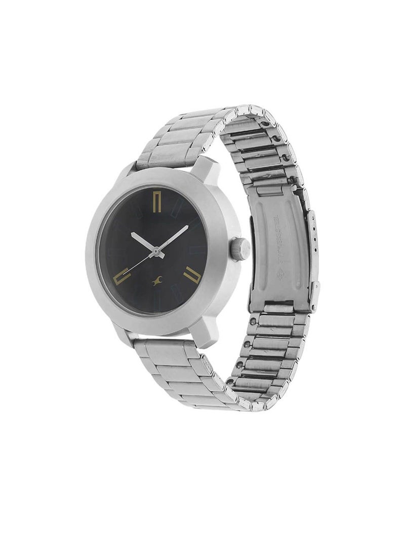 فاستراك ساعة فاست تراك كوارتز بعقارب وميناء أسود وسوار ستانلس ستيل للرجال - Image 2