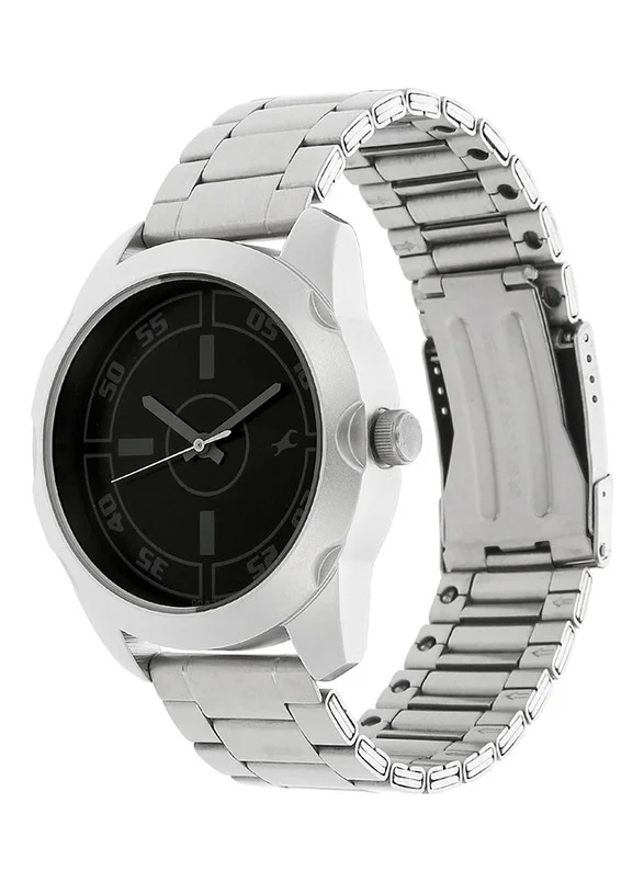 فاستراك Fastrack Quartz Analog Black Dial Stainless Steel Strap Watch for Guys