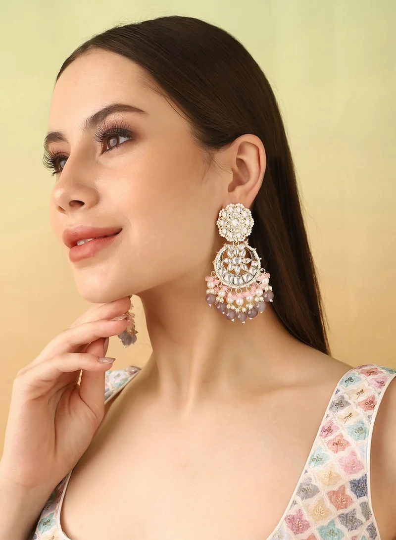 Priyaasi Kundan-Studded Contemporary Drop Earrings