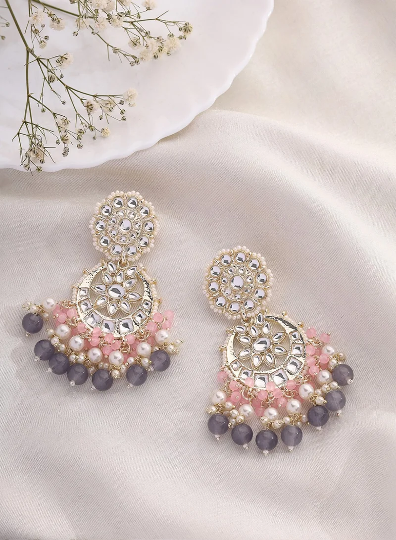 Priyaasi Kundan-Studded Contemporary Drop Earrings