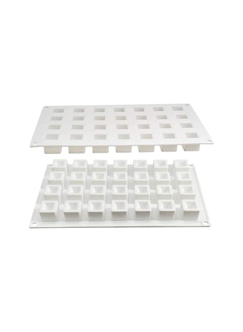 Silicone Mould 3D Cake Handmade Bakeware DIY Mould, Chocolate - Jelly Pudding Dessert Candy 28 Holes Nut Square, White - Image 4