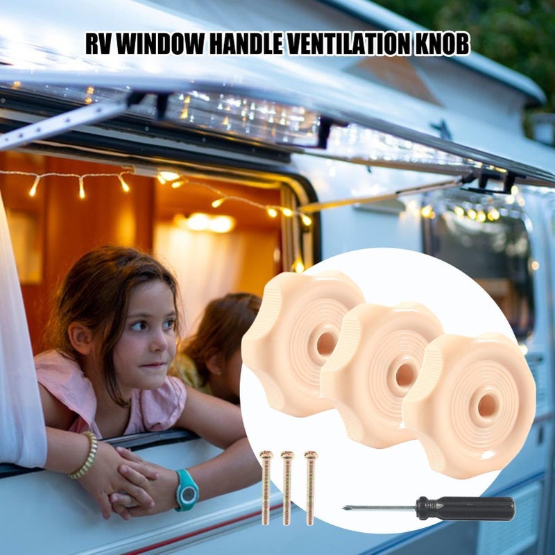 3 Pack Coffee Color RV Window Vent Crank Knob 1 Inch Shaft 2 1 4 Inch Diameter Hardware Replacement For Motorhomes Interior Parts With Screw - Image 3