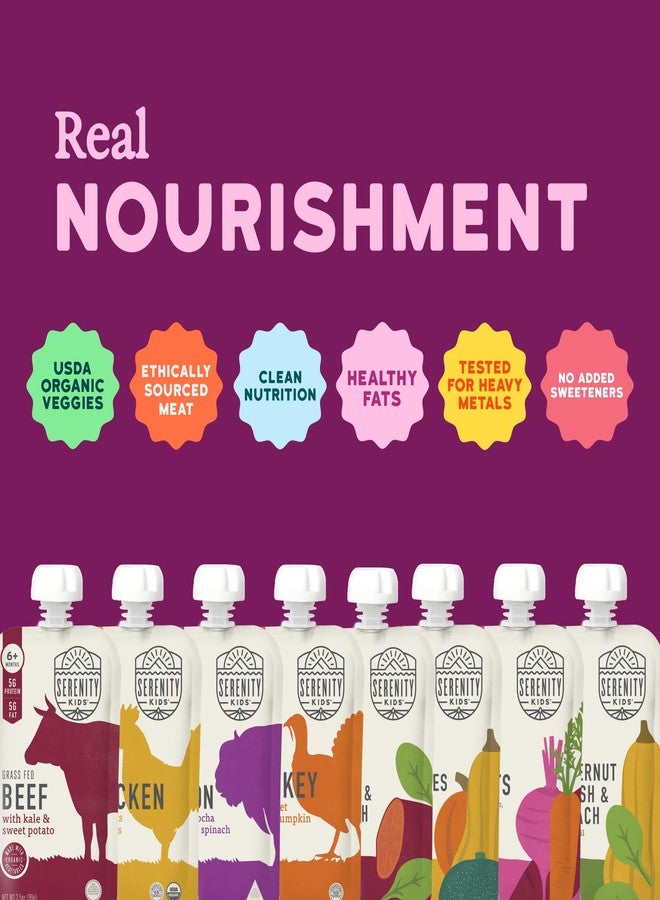 Serenity Kids 6+ Months Meats + Veggies Mixed Baby Food Puree Pouch Variety Pack 18 Count- No Sugary Fruits or Added Sugar - 3.5 Oz BPA & Allergen Free Pouch- Baby Puree Variety Pack - Pouches - Bison - Image 3