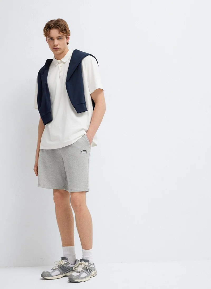 مافي Mavi Logo Printed Grey Shorts