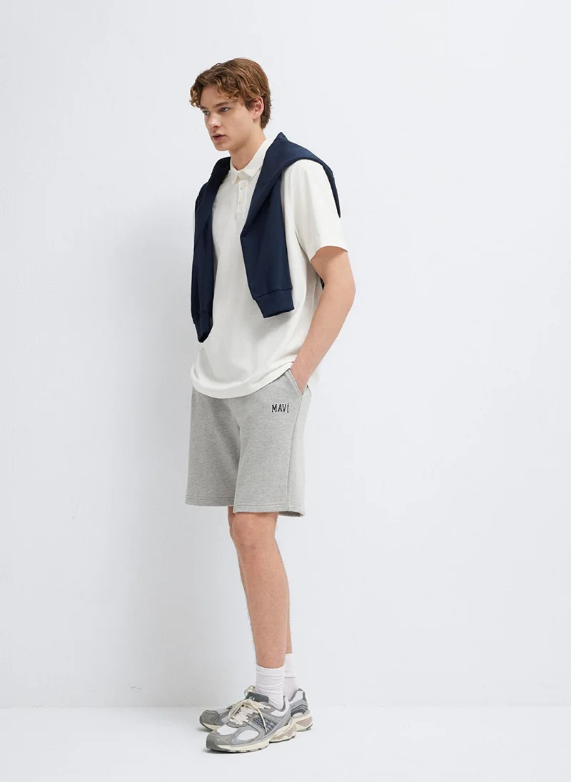 مافي Mavi Logo Printed Grey Shorts