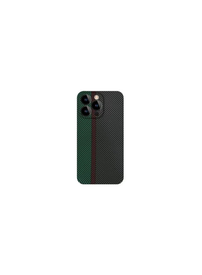 CATANES iPhone 13 Pro Carbon Case Unique Design Mixed Amazing Color Aramid Carbon Fiber Phone Case Green - Image 1