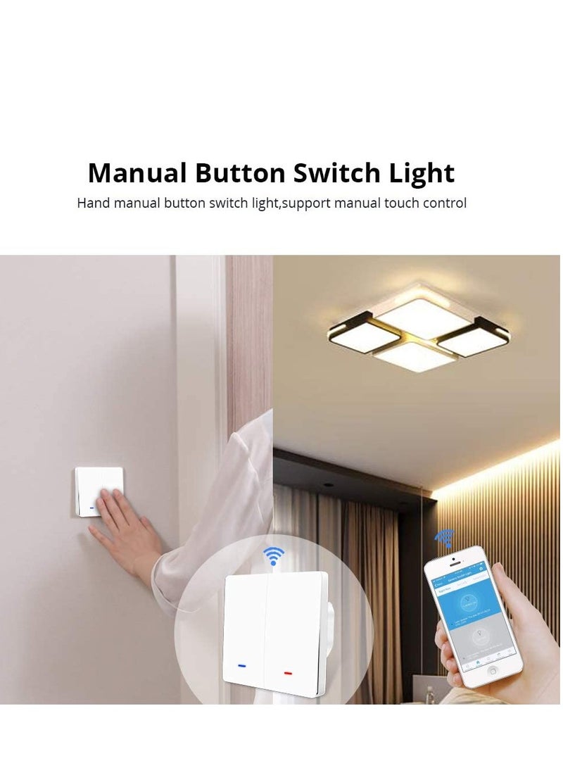 مفتاح إضاءة حائط ذكي من  مزود بزر ضغط كبير، متوافق مع Al-exa وGoogle Home، IFTTT، جهاز تحكم عن بعد عبر التطبيق، وظيفة التوقيت، التحكم الصوتي (يحتاج إلى سلك محايد، أبيض، 2 عصابة) - Image 5