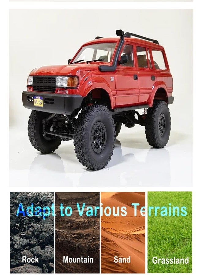 GoolRC شاحنة جيول آر سي، دبابة دبليو بي إل سي 54 آر سي 1/16 مقياس سيارة تحكم عن بعد، 4WD لجميع التضاريس سيارة تسلق آر سي، 2.4GHz سيارة تسلق آر سي مع أضواء LED وبطاريتين للأطفال والبالغين (أحمر) - Image 3