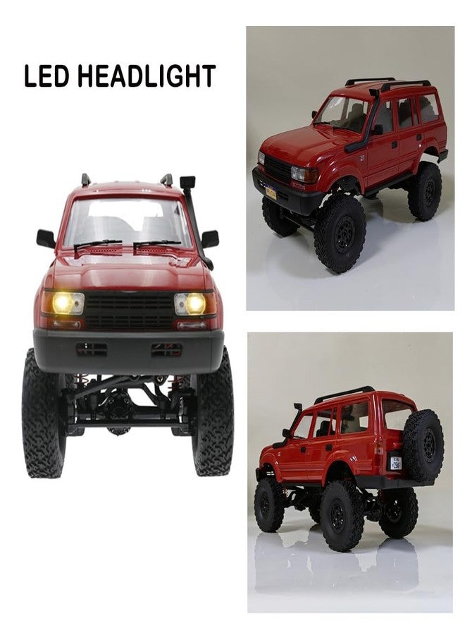 GoolRC شاحنة جيول آر سي، دبابة دبليو بي إل سي 54 آر سي 1/16 مقياس سيارة تحكم عن بعد، 4WD لجميع التضاريس سيارة تسلق آر سي، 2.4GHz سيارة تسلق آر سي مع أضواء LED وبطاريتين للأطفال والبالغين (أحمر) - Image 5