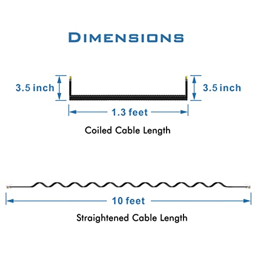 NECABLES 2+2Pack No Tangle Phone Cord for Landline 2pcs Telephone Handset Cord and 2pcs Detangler for Desk Phone Black - Image 2