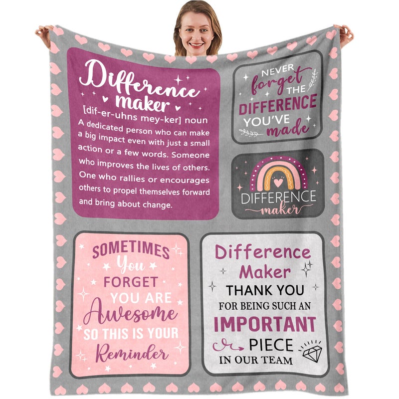 Nahjiiem Difference Maker Gifts for Women  Thank You Appreciation Gifts for Women  Retirement Farewell Gifts for Coworkers Employee Friends  Positive Affirmations Office Gifts for Women Throw Blanket 60x50in - Image 1