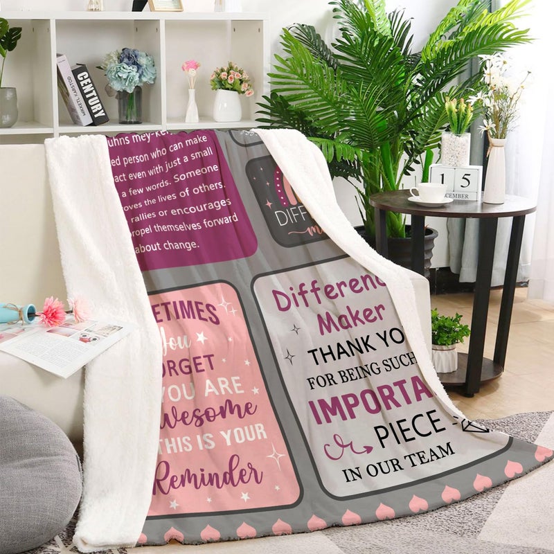Nahjiiem Difference Maker Gifts for Women  Thank You Appreciation Gifts for Women  Retirement Farewell Gifts for Coworkers Employee Friends  Positive Affirmations Office Gifts for Women Throw Blanket 60x50in - Image 3