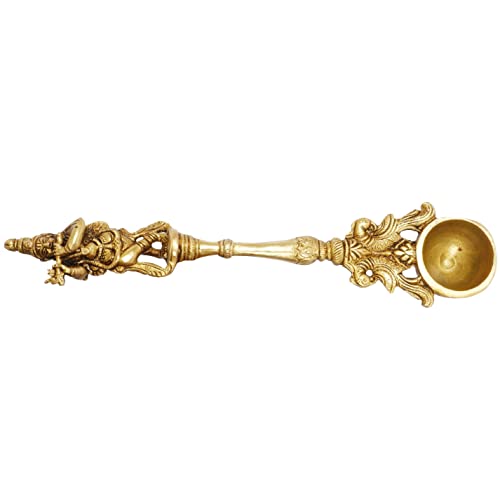 ARTVARKO Krishna Havan Spoon Brass Idol Sculpture Ritual Achmani Spoon Showpiece 9.5 Inch - Image 5