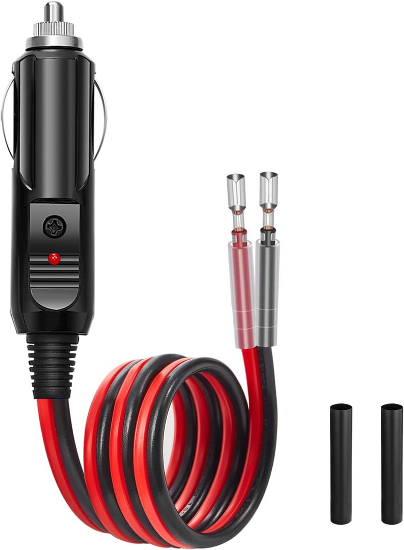 CHANZON 12V / 24V 15A Car Cigarette Lighter Plug, 16AWG Heavy Duty Fused Male Plug Adapter with LED Light, Replacement Cigarette Lighter Socket Cord (Black Heat Shrink Tubing Included) - Image 1