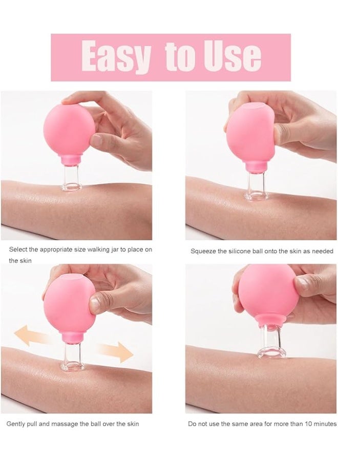 4-Piece Professional Glass Massage Cupping Set with Silicone Suction Bulbs - Premium Vacuum Therapy Kit for Face & Body - Anti-Aging, Wrinkle Reduction & Cellulite Treatment - Ideal for Eyes, Face & Muscle Relief - Image 3