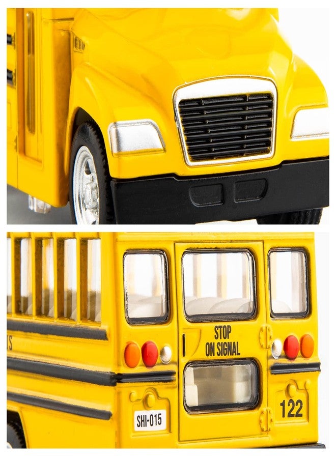 BDTCTK Diecast Yellow School Bus Toy Cars for Kids - 5 Inch Pull Back Car with Opening Doors and Rubber Tires - Image 5