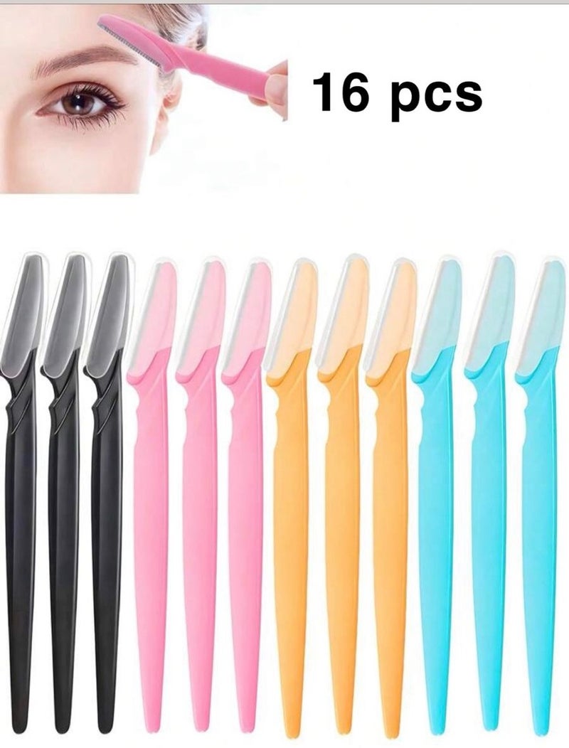 16-piece eyebrow razor set for women for facial and body hair (black, yellow, pink, blue) - Image 1