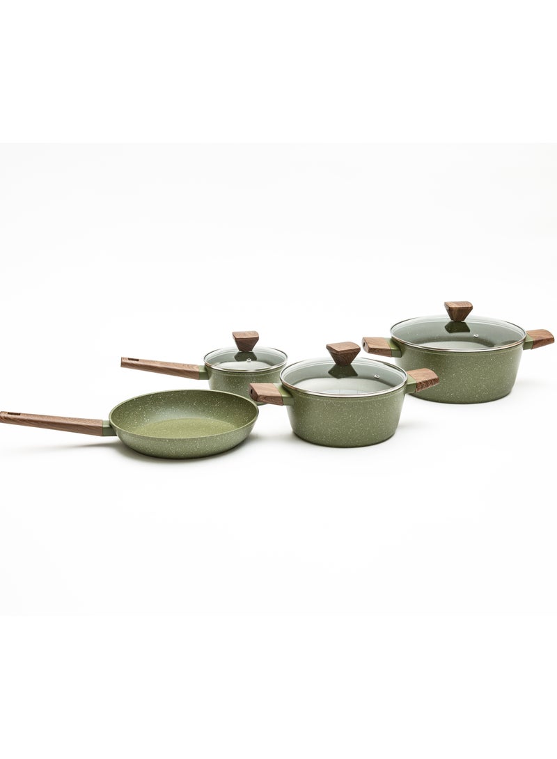 BERGNER ACADIA FORGED ALUMINUM  7PCS COOKWARE SET WITH  INDUCTION BOTTOM, GREEN COLOR, BG56249GR  - Image 2