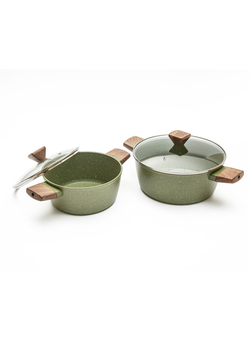 BERGNER ACADIA FORGED ALUMINUM  7PCS COOKWARE SET WITH  INDUCTION BOTTOM, GREEN COLOR, BG56249GR  - Image 3