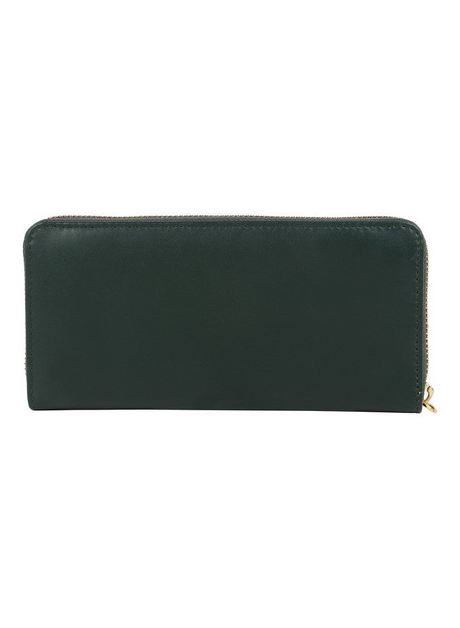 SHAKA Smooth Zipper Card Organiser Leather Women's Wallet Wristlet Bottle Green - Image 4