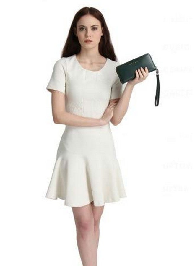 SHAKA Smooth Zipper Card Organiser Leather Women's Wallet Wristlet Bottle Green - Image 3