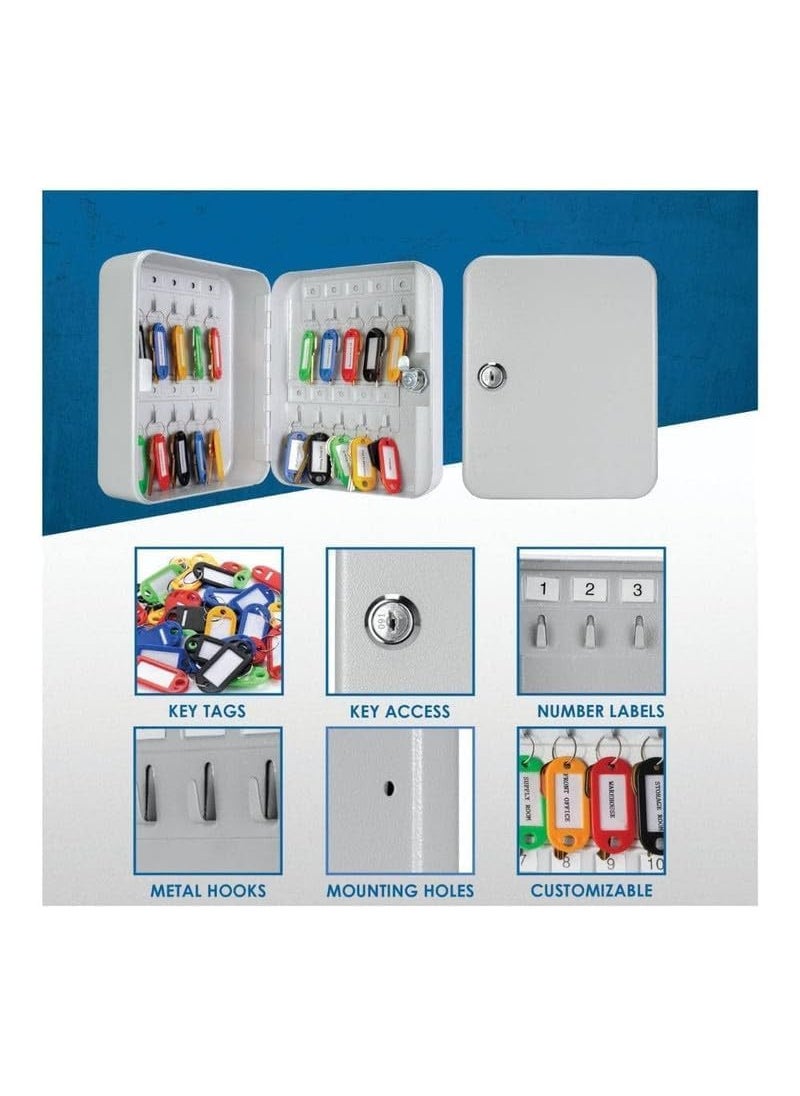 Generic udeeta mart Security Metal Key Box with 20 Tags Small Adjustable Wall Mount Safe Storage Key Lock Box with Number Tags Hooks Key Lock Cabinet for Homes Hotels Business Car Dealerships  - Image 3