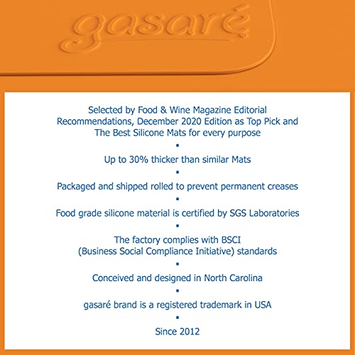 GASARÉ, Set of 2, Extra Large, Thick, Silicone Mats for Kitchen Counter, Heat Resistant Mats, Countertop Protector, Non-Slip, Easy to Clean, 25 x 17 Inches x 1.4mm, Orange - Image 3
