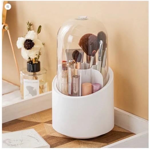 Laxvila India Laxvila India 360 Rotating Makeup Brush Holder with Transparent Case Cosmetic Kit Brush Storage Box with Lid Makeup Organizer Brushes Tool  - Image 1