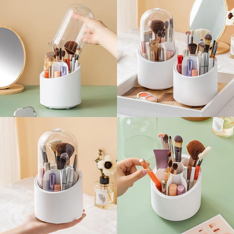 Laxvila India Laxvila India 360 Rotating Makeup Brush Holder with Transparent Case Cosmetic Kit Brush Storage Box with Lid Makeup Organizer Brushes Tool  - Image 3