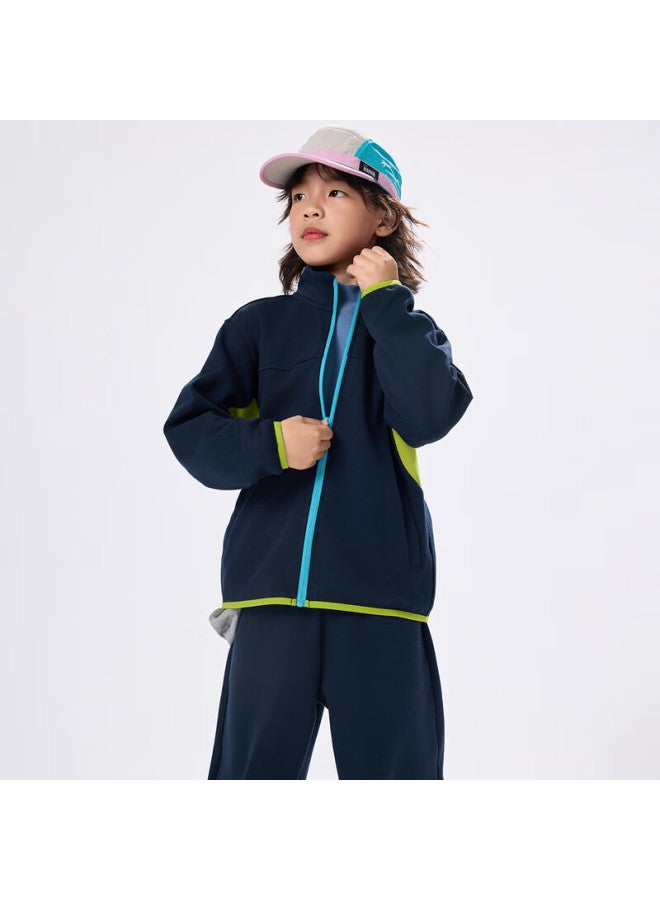 Ebaer Kids Clothing Spring Autumn Boys Girls Sports Two-piece Set Cardigan Jacket And Pants Midnight Blue 110 - Image 2