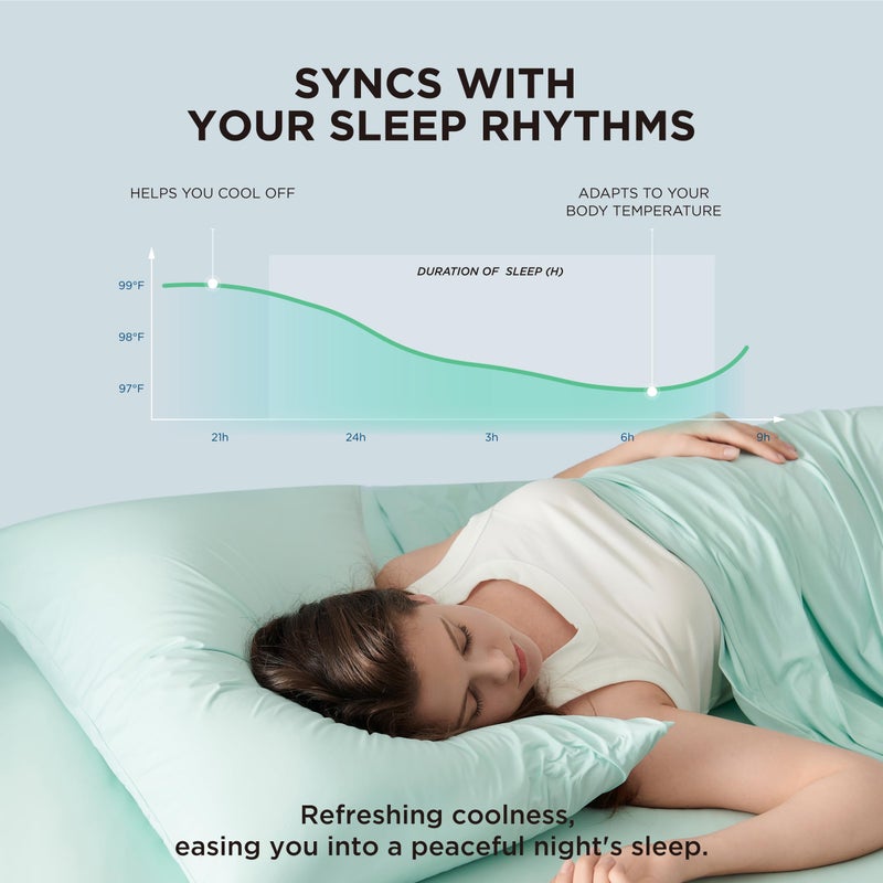 Bedsure Cooling Pillow Cases King Size Set of 2, Cool Pillowcases for Hot Sleepers and Night Sweats, Silky Soft & Breathable Cold Pillow Covers with Hidden Zipper, Green, 20x36 Inches - Image 3