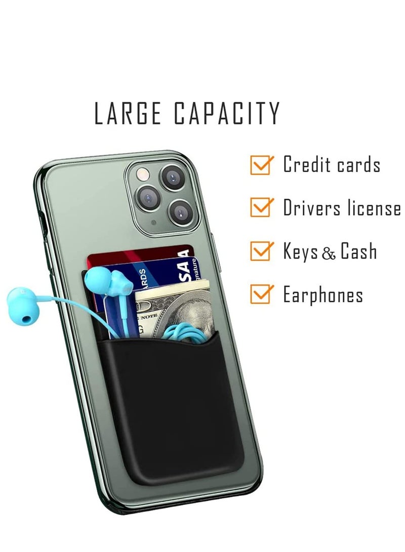 SYOSI Phone Card Holder, Ultra Thin Stick on Silicone Phone Wallet Stick On Credit Card Holder, Phone Pocket for Almost All Smartphones, Adhesive Phone WalletBlack, White, Grey3pcs - Image 2