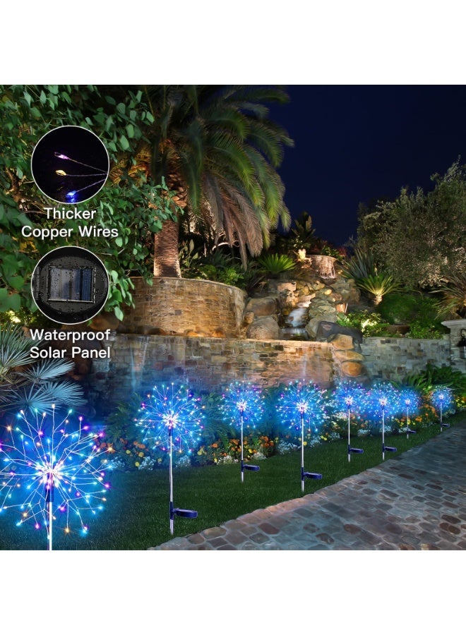 سولاكان مصابيح ألعاب نارية تعمل بالطاقة الشمسية للحديقة، 200 لمبة LED، قطعة واحدة، متعددة الألوان – تصميم نجمي من سلك نحاسي قابل للتشكيل، 8 أوضاع إضاءة (تلقائي / موجي / مطاردة / تدرج / وميض / إضاءة ثابتة)، مقاومة للماء للاستخدام الخارجي في الحديقة والممرات والشرفات والتراسات - Image 5