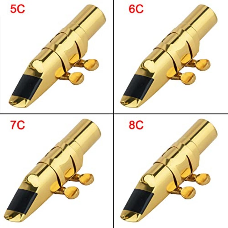 Alto Saxophone Mouthpiece with Cap and Ligature, Brass Metal Eb Alto Sax Mouthpieces 6C 8C for Saxophone Musician Professionals Beginners Concert Band SIZE - Image 2