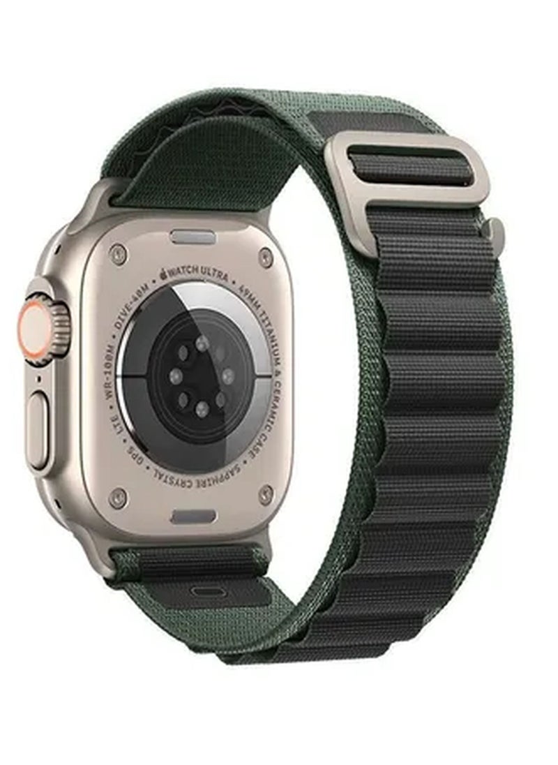 Rabos - Apple Watch Alpine Loop Band 49mm/45mm/44mm Nylon Woven Sport Strap Compatible with iWatch Series 8/Ultra/7/SE/6/5/4/3/2/1 Black/Green - Image 1