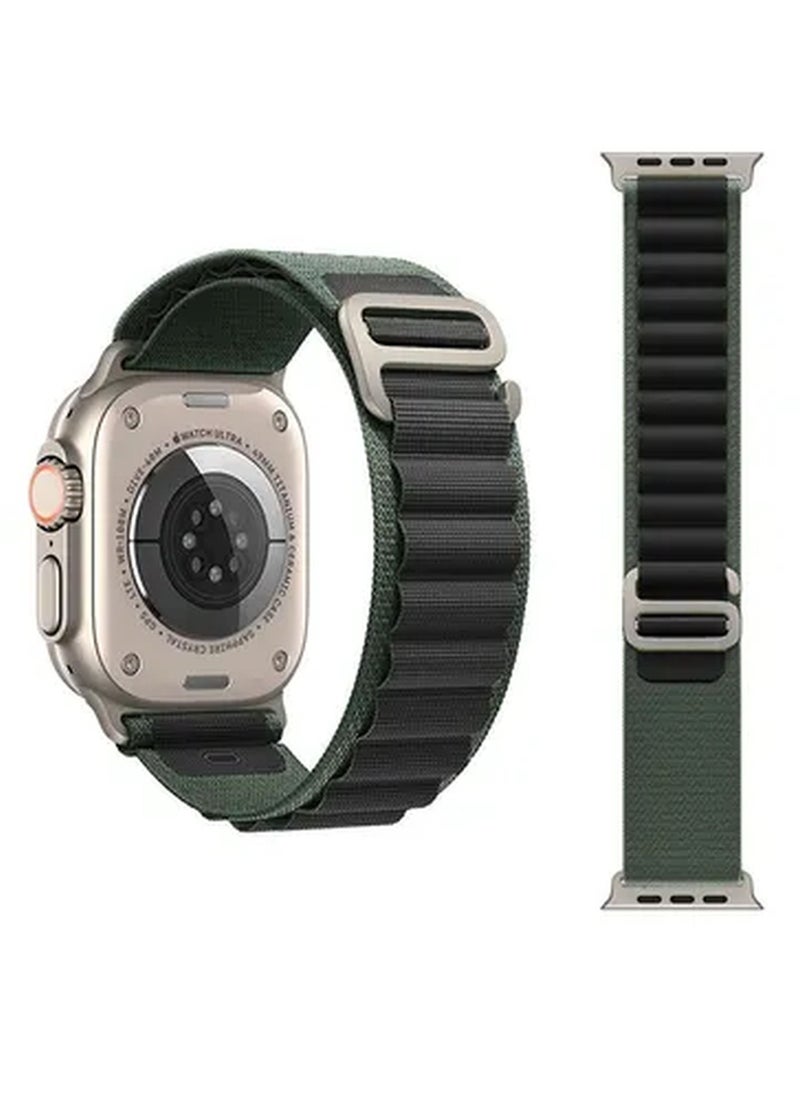 Rabos - Apple Watch Alpine Loop Band 49mm/45mm/44mm Nylon Woven Sport Strap Compatible with iWatch Series 8/Ultra/7/SE/6/5/4/3/2/1 Black/Green - Image 1