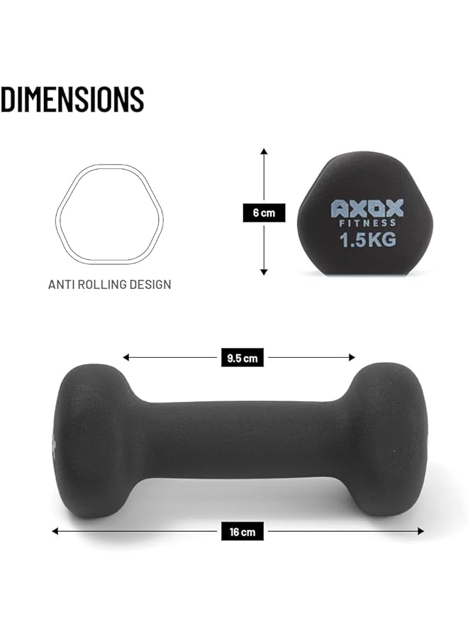 AXOX Fitness Neoprene Dumbbells 1.5kg - Image 5