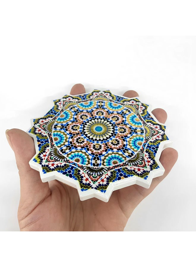 Multi-style 3D Three-dimensional Relief Bronzing Coaster Cork Insulation Pad European And American Innovative Coffee Absorbent Pad-Color:3D Irregular-coaster MH5  - Image 5