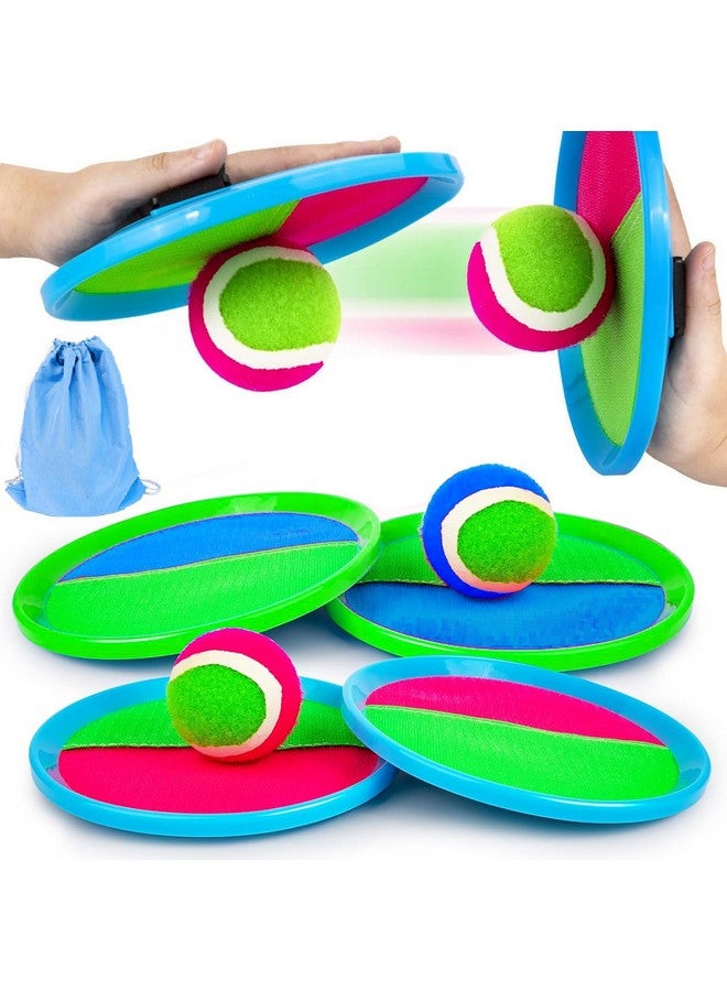 Elfzone Catch Ball - Paddles and Balls,Beach Toys Back Yard Pool Outdoor Lawn Games Backyard Camping Sticky，4 Paddles 2balls and 1 Storage Bag - Image 1