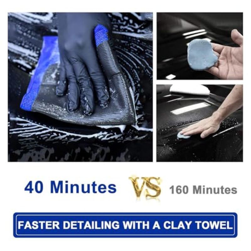 Fine-grade microfiber car clay towel, blue 2PCS - Image 3