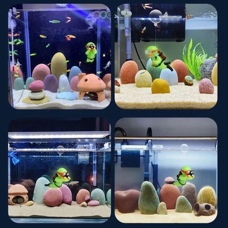 VAYINATO ® 1 قطعة زينة أكواريوم عائمة فلورية لطيفة على شكل كاميرا مع خط رفيع وكرة معلقة لتزيين المناظر الطبيعية للأكواريوم من بيتزلايف وورلد - Image 5