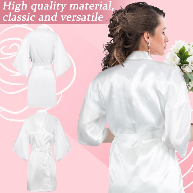 Velmitten 5 Pcs Bridesmaid Wedding Robes Silky Bridal Party Bride Bridesmaid Satin Bridal Robe for Wedding(White, Gradient Pink) - Image 4