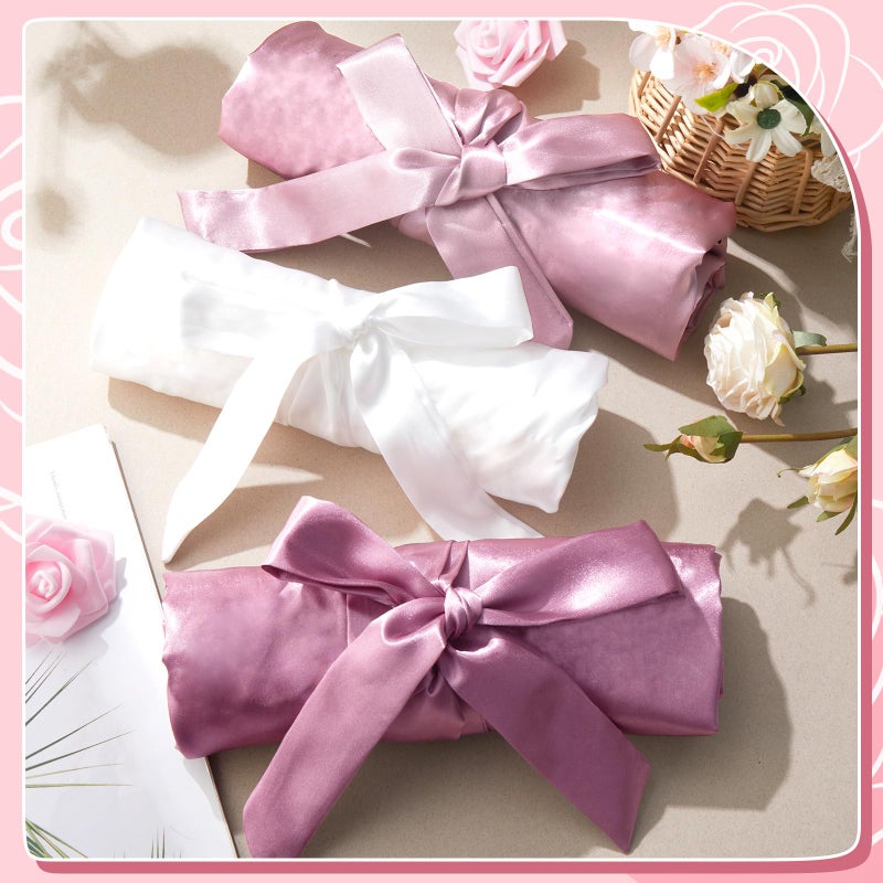 Velmitten 5 Pcs Bridesmaid Wedding Robes Silky Bridal Party Bride Bridesmaid Satin Bridal Robe for Wedding(White, Gradient Pink) - Image 2