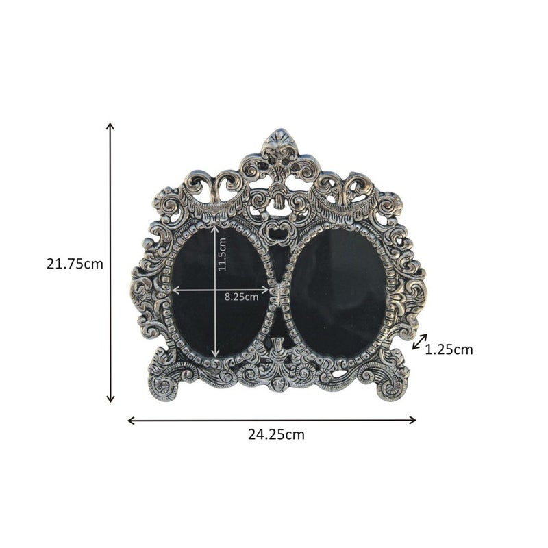 Handicrafts Paradise Handicrafts Paradise Double Picture Victorian Style Aluminium Metal Photo Frame (24.2 cm x 1.2 cm x 21.6 cm)  - Image 3
