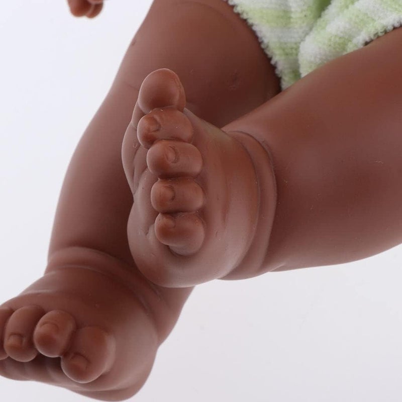 klarako 12 Inch Vinyl Reborn Newborn Baby Dolls, Lifelike African American Infant Black - Image 1