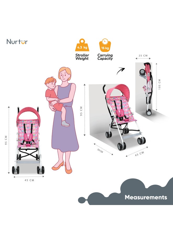 Nurtur - Baby Lightweight Rex Buggy Stroller With Compact Fold, Adjustable Canopy, Shoulder Strap, 6 To 36 Months, Upto 15 Kg, Multicolour - Image 1