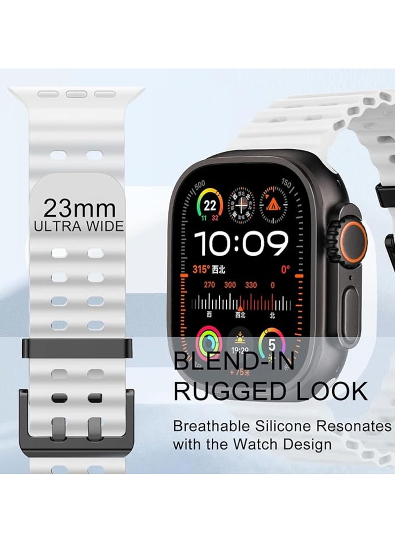TEMPO - Ocean Silicone Sport Rugged Watch Band Compatible with Apple Watch Ultra 2/Ultra Bands 49mm 46mm 45mm 44mm 42mm for Men Women, Breathable Soft Waterproof Strap for for iwatch Series 10 9 8 7 6 5 4 3 2 1 SE - Image 1