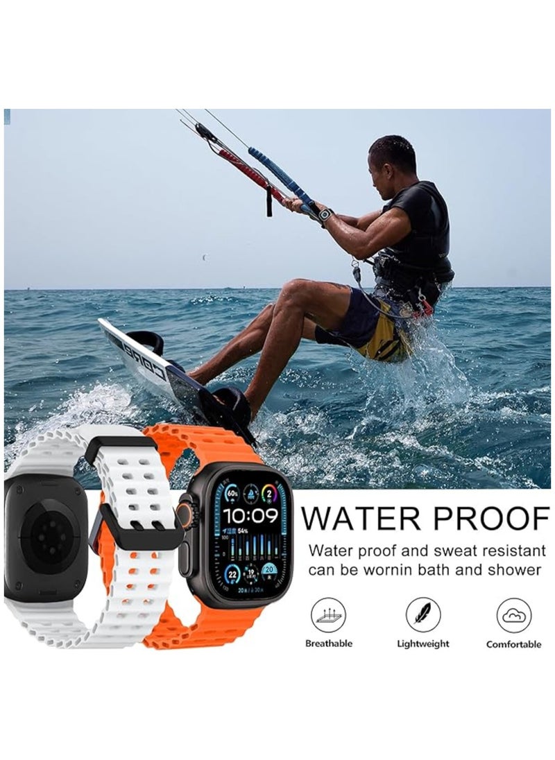 TEMPO - Ocean Silicone Sport Rugged Watch Band Compatible with Apple Watch Ultra 2/Ultra Bands 49mm 46mm 45mm 44mm 42mm for Men Women, Breathable Soft Waterproof Strap for for iwatch Series 10 9 8 7 6 5 4 3 2 1 SE - Image 1